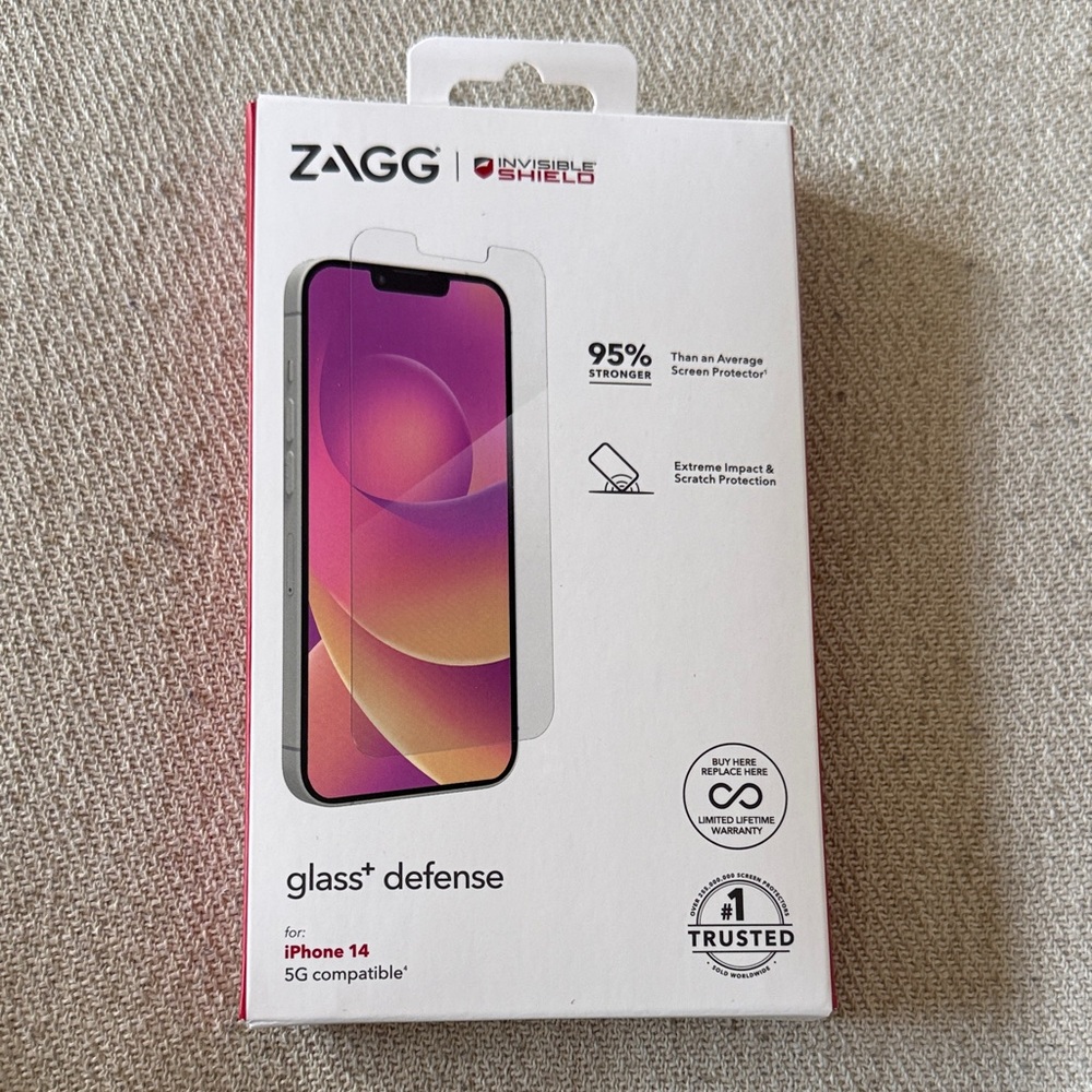New in Box Zagg Glass+ Defense Screen Protector for iPhone 14
